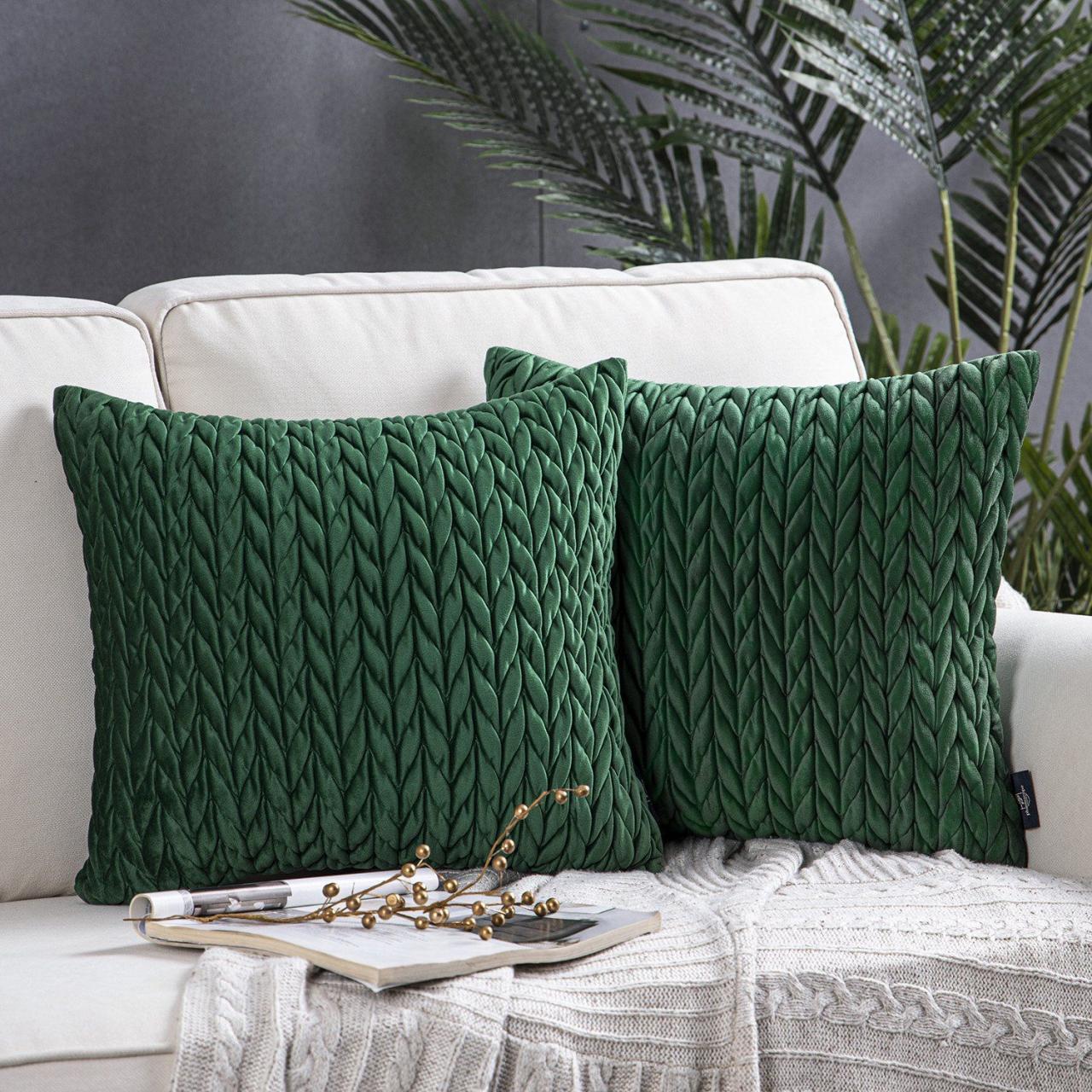 Green decorative throw pillow soft silky velvet pack series