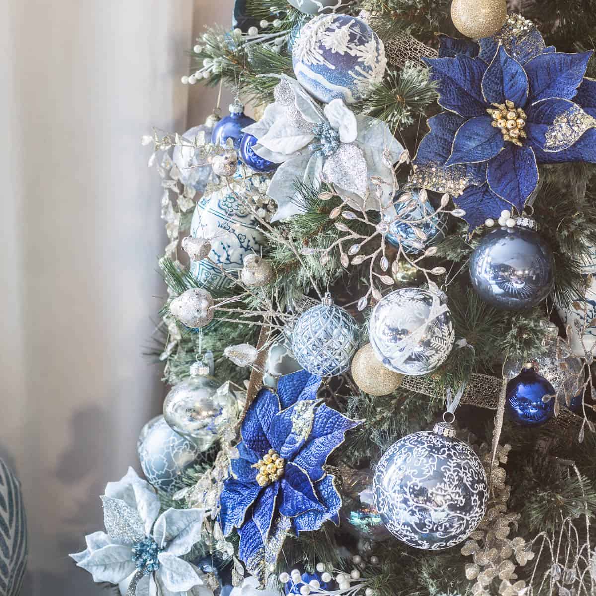 Blue and white christmas decorations