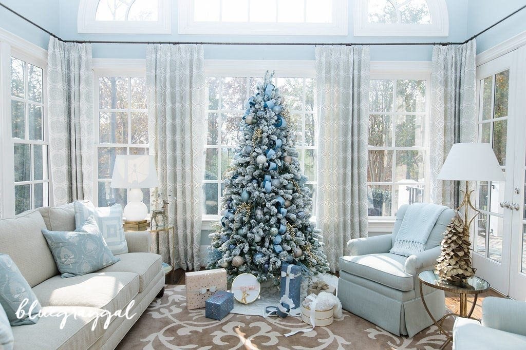 Blue and white christmas decorations