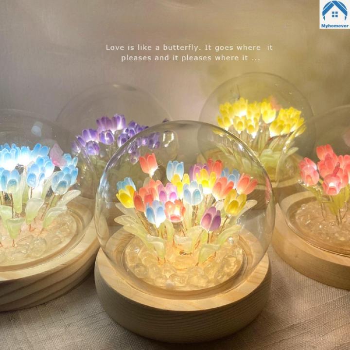 Amzstar diy tulip night light led handmade tulip decoration